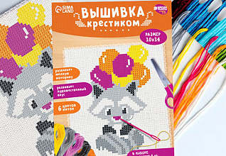 Вышивка крестиком "Енот" 14х10см